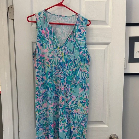 Lilly Pulitzer Turquoise Pink Blue Tropical Swim Coverup - Picture 1 of 3